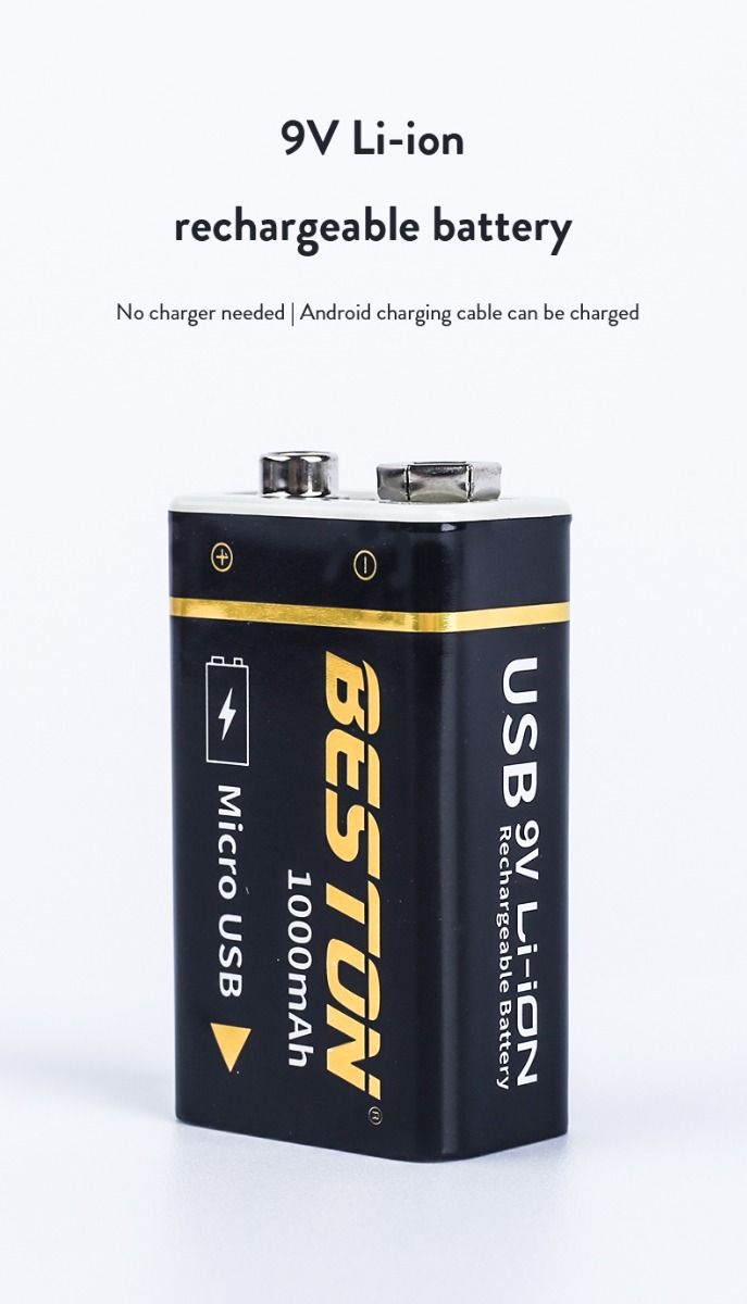 Beston 9V 1000mAh Micro USB dobíjecí baterie ekologický zdroj pro RC vrtulník, mikrofon a hračky