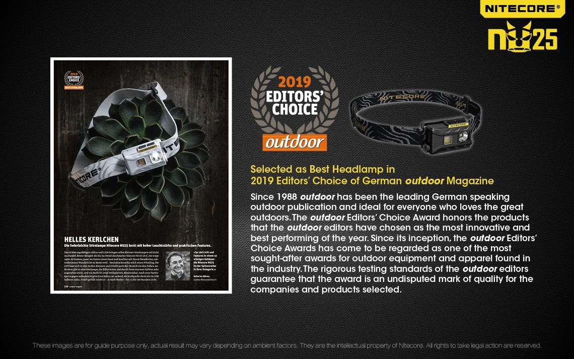 Nitecore NU25 XP-G2 S3 LED svítilna – 360 lumenů, nabíjecí, outdoorové osvětlení, lehký světlomet