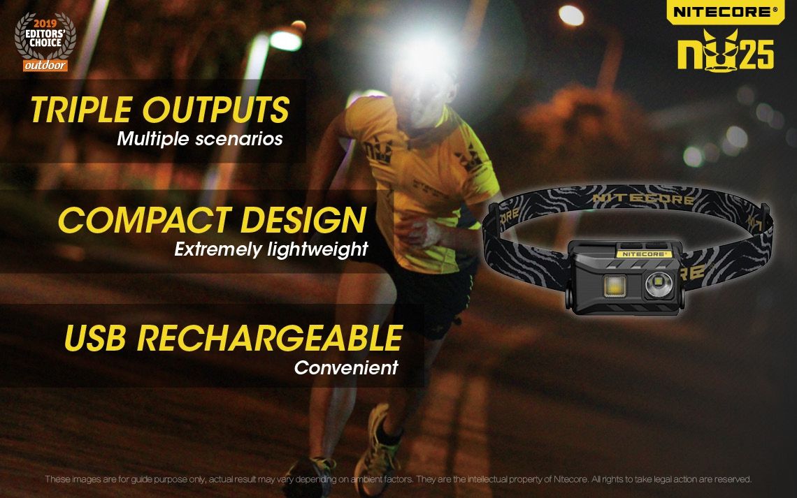 Nitecore NU25 XP-G2 S3 LED svítilna – 360 lumenů, nabíjecí, outdoorové osvětlení, lehký světlomet