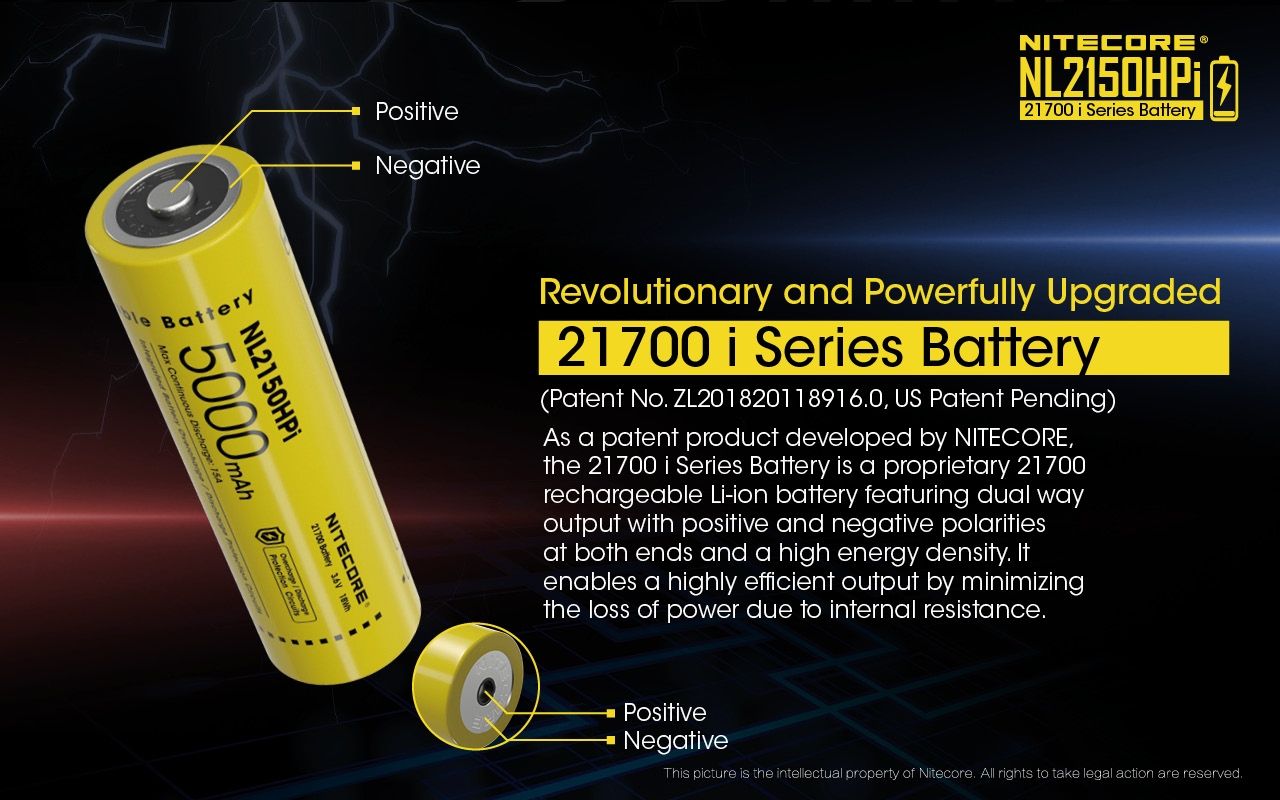 NITECORE NL2150HPi 5000mAh 21700 dobíjecí Li-ion baterie | Vysoký výkon a dlouhá výdrž pro zařízení!