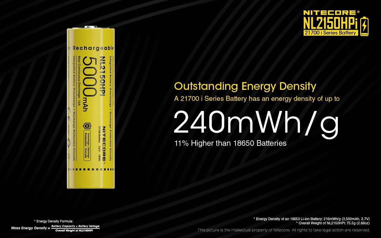 NITECORE NL2150HPi 5000mAh 21700 dobíjecí Li-ion baterie | Vysoký výkon a dlouhá výdrž pro zařízení!