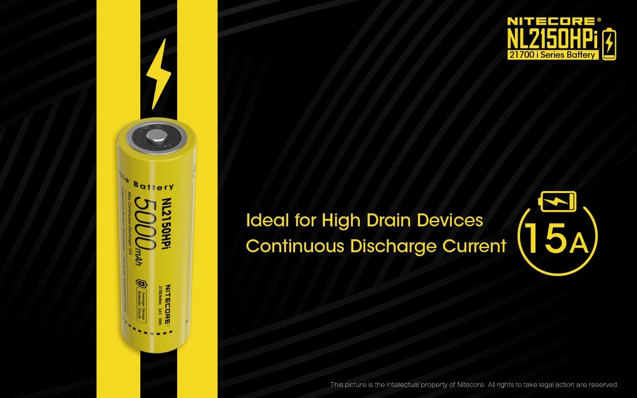 NITECORE NL2150HPi 5000mAh 21700 dobíjecí Li-ion baterie | Vysoký výkon a dlouhá výdrž pro zařízení!