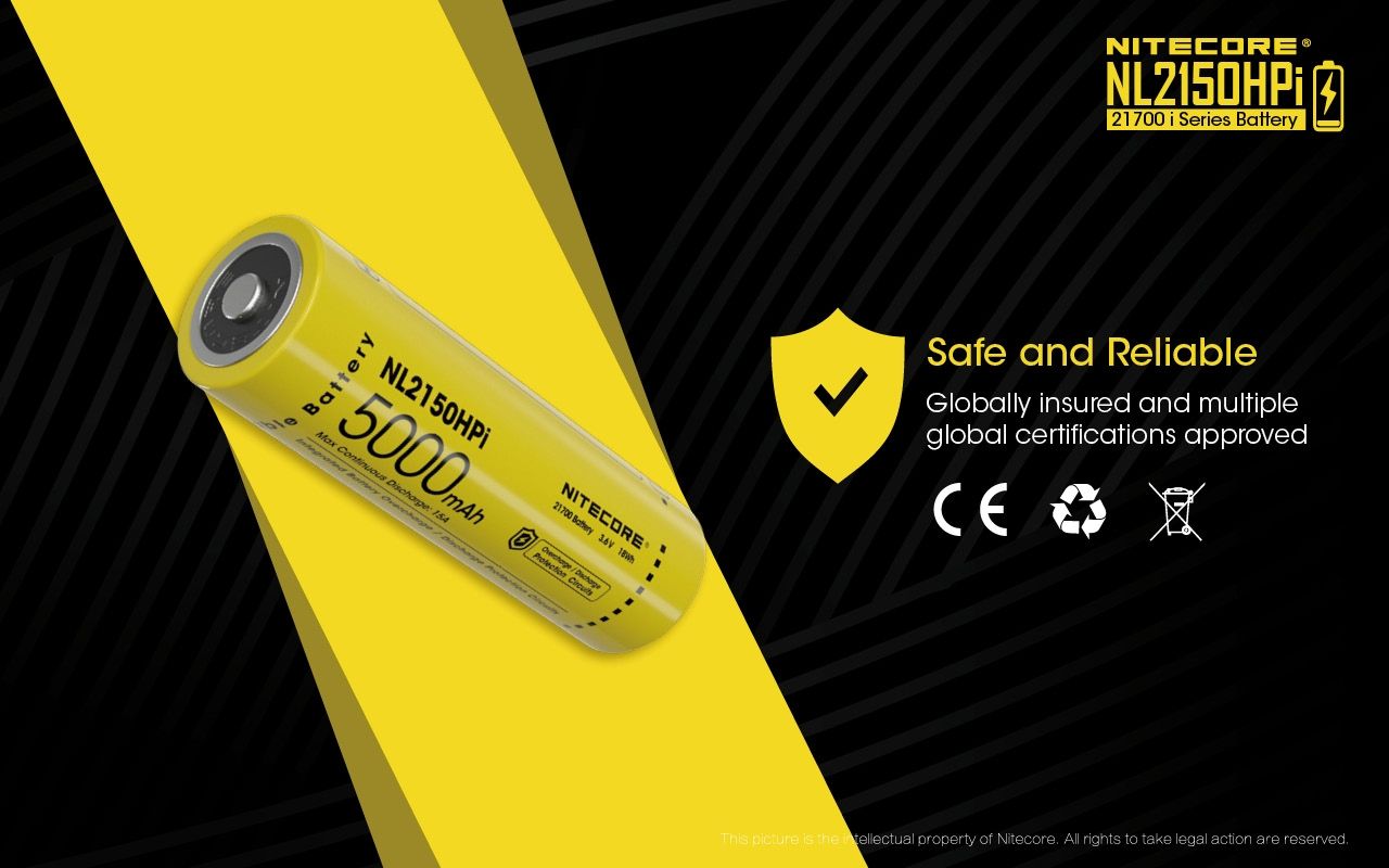 NITECORE NL2150HPi 5000mAh 21700 dobíjecí Li-ion baterie | Vysoký výkon a dlouhá výdrž pro zařízení!