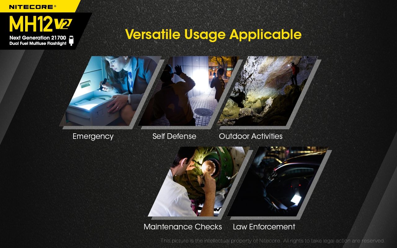 Nitecore MH12 V2 XP-L2 V6 LED svítilna 1200 lumenů – Silný paprsek, 21700 baterie pro venkovní osvětlení!