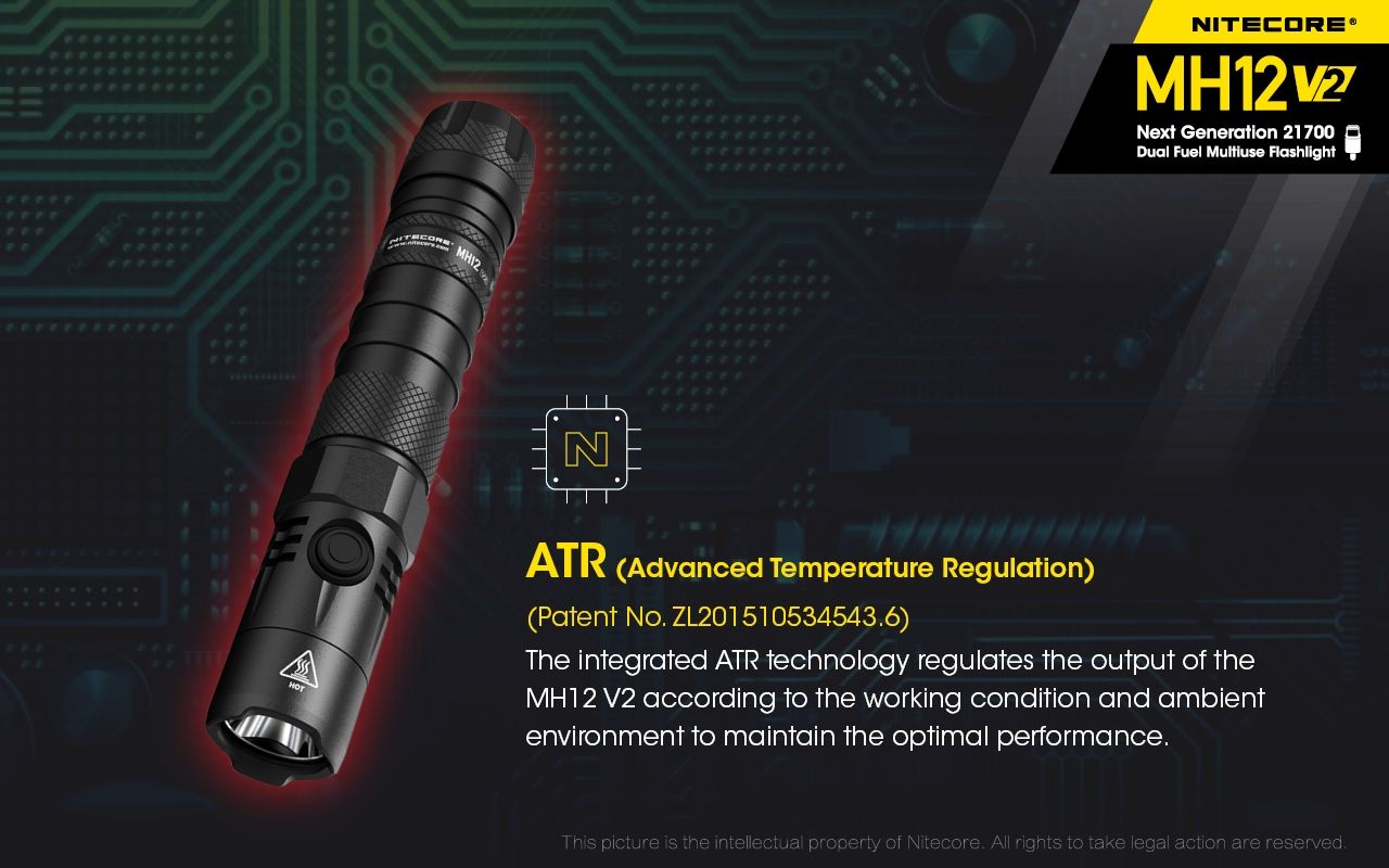 Nitecore MH12 V2 XP-L2 V6 LED svítilna 1200 lumenů – Silný paprsek, 21700 baterie pro venkovní osvětlení!