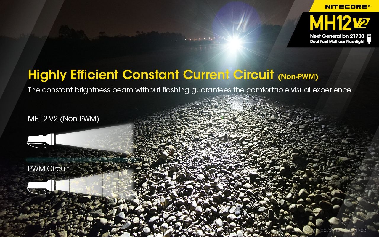 Nitecore MH12 V2 XP-L2 V6 LED svítilna 1200 lumenů – Silný paprsek, 21700 baterie pro venkovní osvětlení!