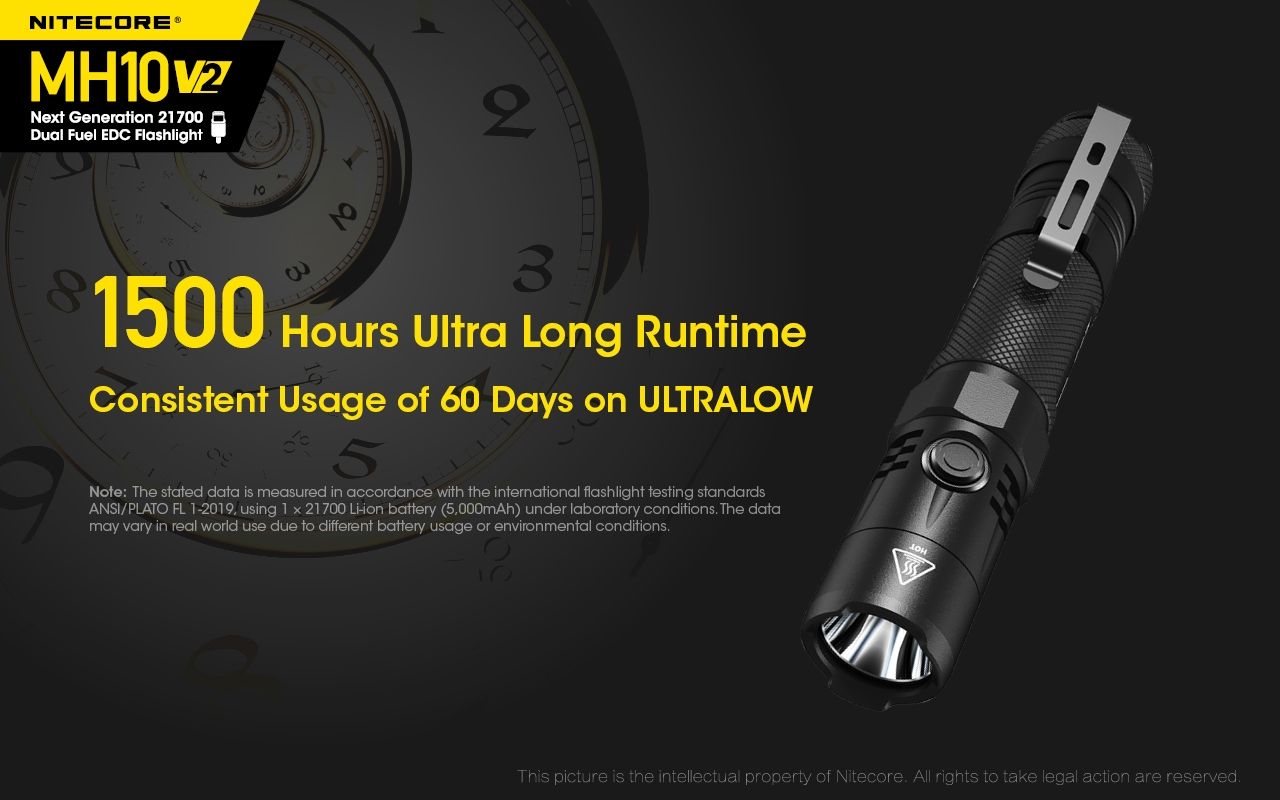 NITECORE MH10 V2 LED svítilna 1000 lumenů USB-C. Kompaktní, spolehlivá pro venkovní osvětlení.