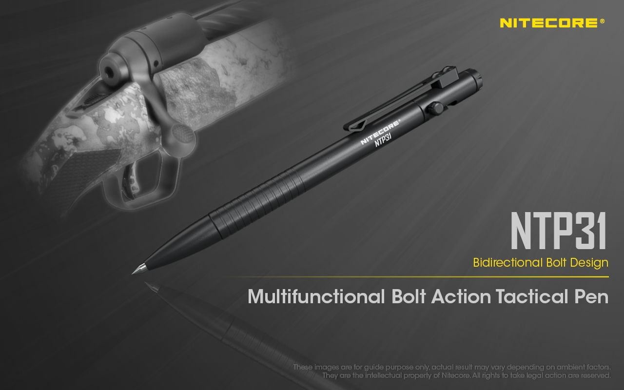 NITECORE NTP31 Ergonomické taktické pero s šroubovým mechanismem, odolná hliníková slitina, multifunkční rozbíječ skla