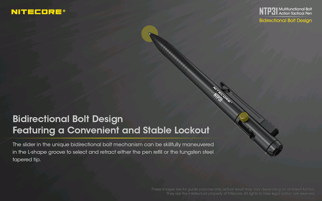NITECORE NTP31 Ergonomické taktické pero s šroubovým mechanismem, odolná hliníková slitina, multifunkční rozbíječ skla