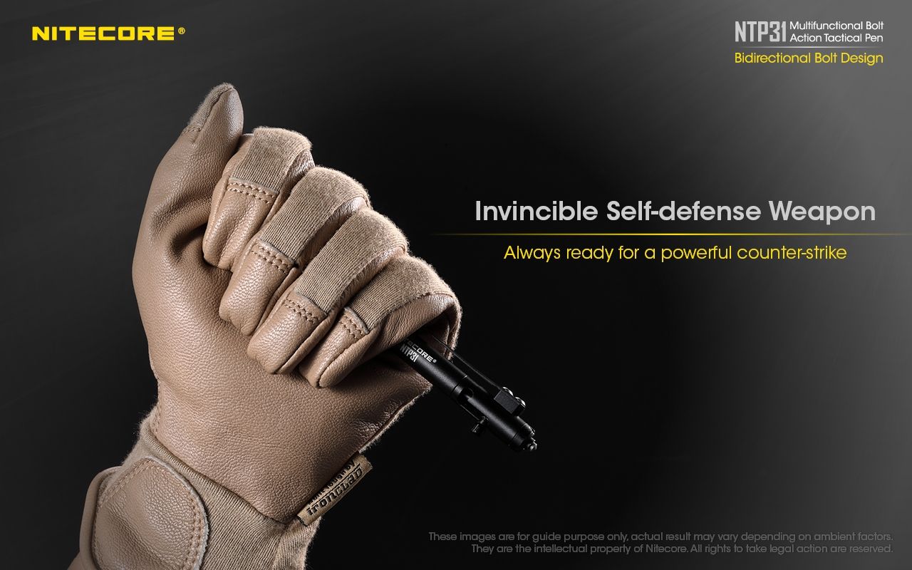NITECORE NTP31 Ergonomické taktické pero s šroubovým mechanismem, odolná hliníková slitina, multifunkční rozbíječ skla