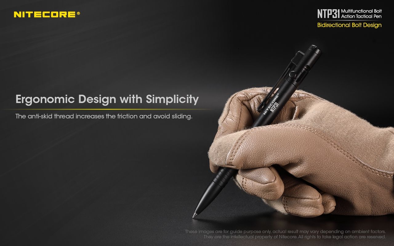 NITECORE NTP31 Ergonomické taktické pero s šroubovým mechanismem, odolná hliníková slitina, multifunkční rozbíječ skla