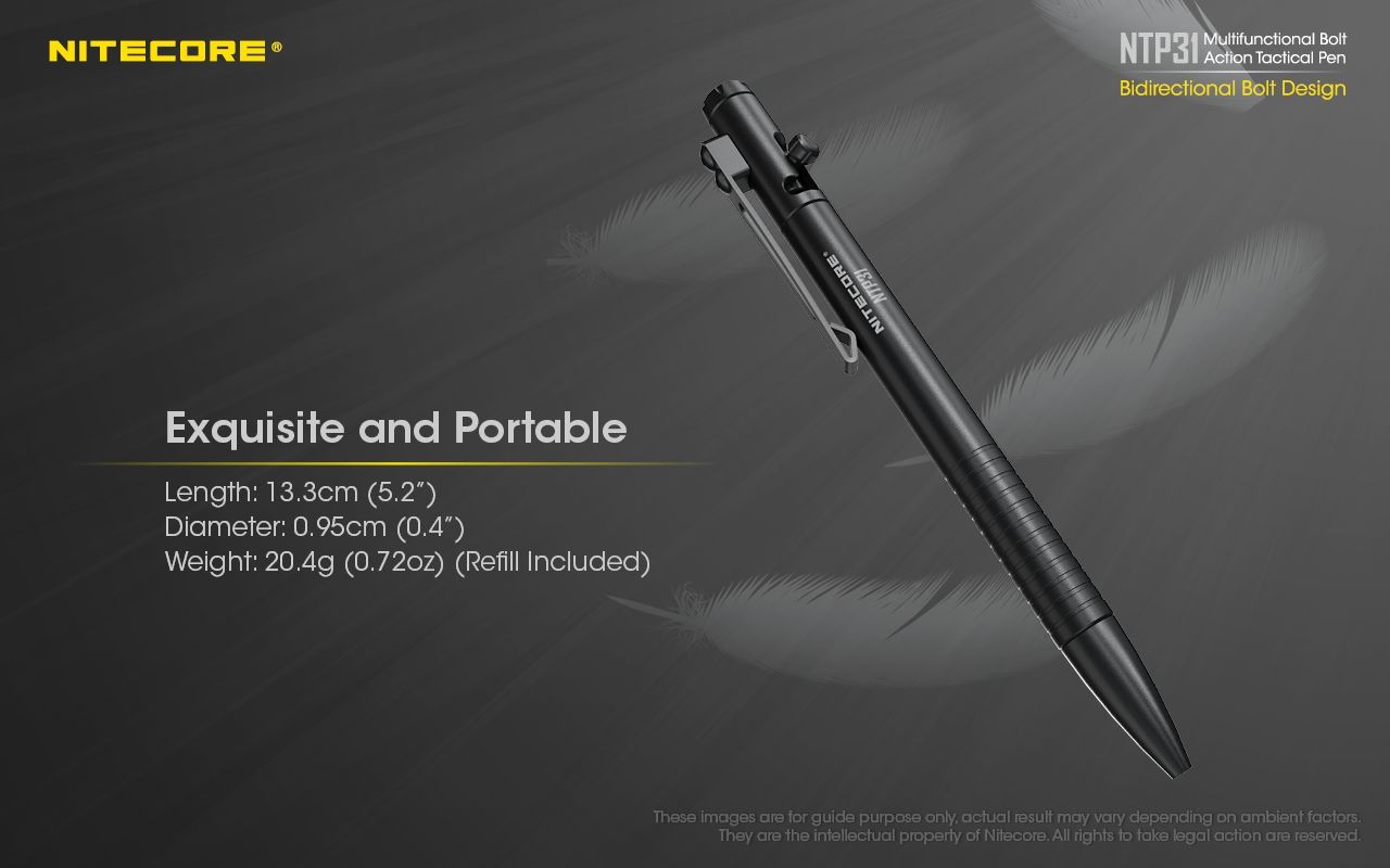 NITECORE NTP31 Ergonomické taktické pero s šroubovým mechanismem, odolná hliníková slitina, multifunkční rozbíječ skla