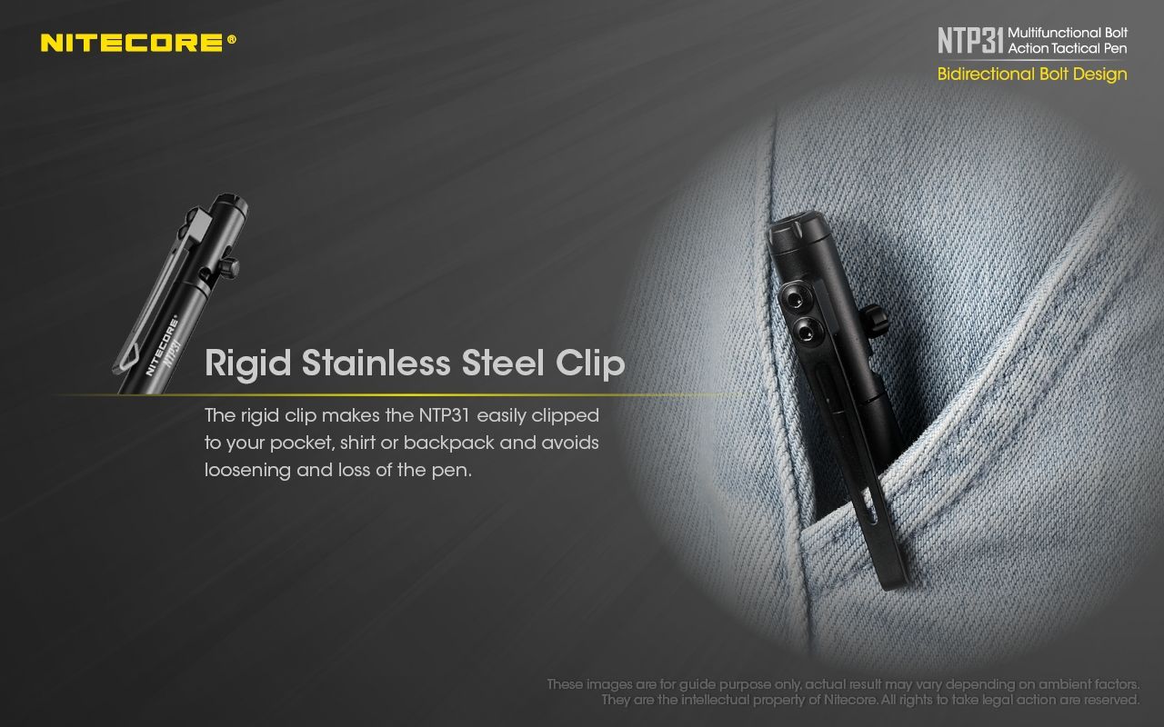 NITECORE NTP31 Ergonomické taktické pero s šroubovým mechanismem, odolná hliníková slitina, multifunkční rozbíječ skla