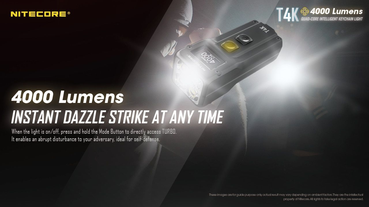 Nitecore T4K 4000 lumenů přenosná svítilna na klíčenku USB-C kompaktní outdoorové vybavení s LED diodami XP-L2 V6
