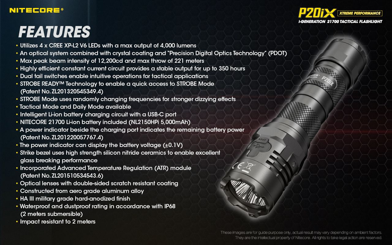 Nitecore P20iX 4000lm taktická svítilna, USB-C, odolná outdoorová svítilna s jasnými LEDkami!