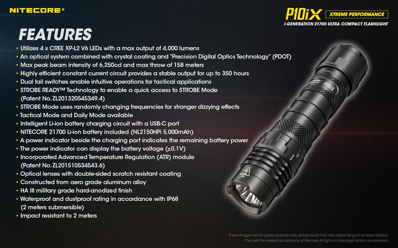 Nitecore P10iX LED svítilna 4000 lumenů – Výkonná outdoorová taktická svítilna, spolehlivá!