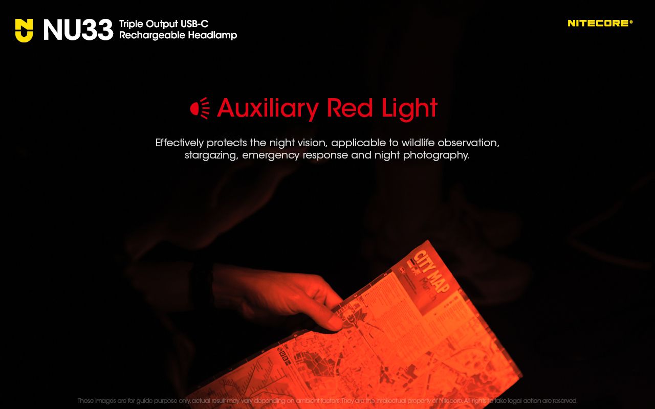 Nitecore NU33 USB-C dobíjecí 700LM čelovka, Vysoké CRI LED, Vodotěsná outdoor svítilna pro kemping!