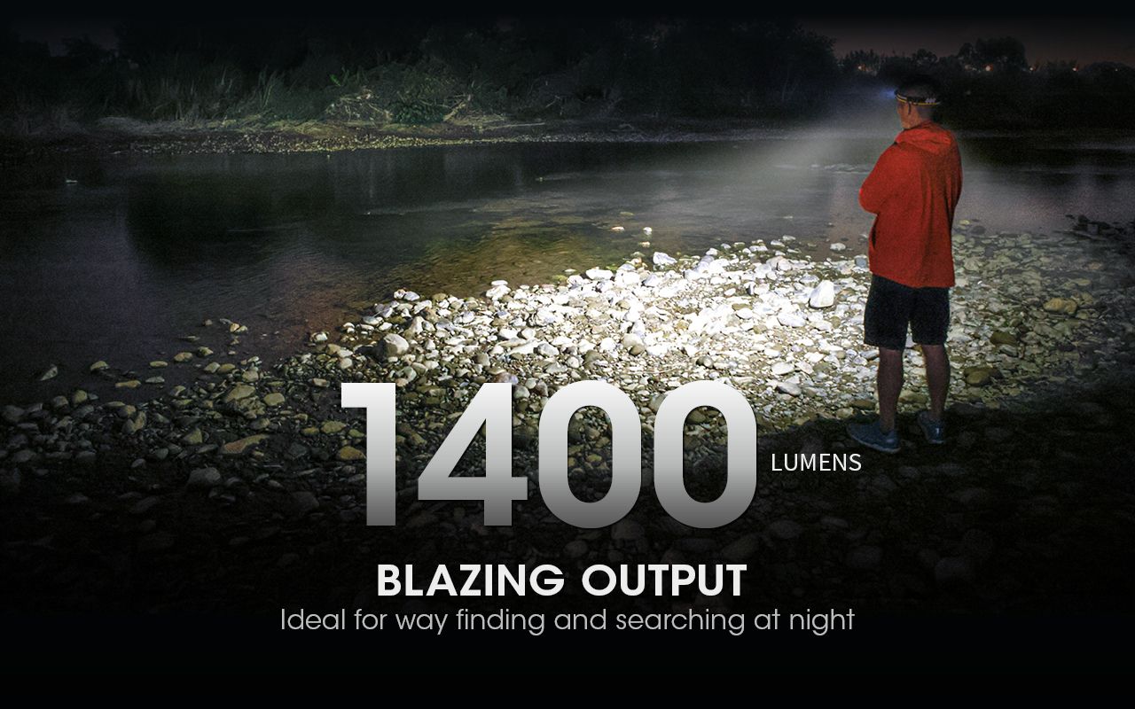 NITECORE NU43 Dobíjecí Čelovka 1400lm – Venkovní Kempování, Turistika, Rybaření – Bílá/Červená Svítilna, 3400mAh, Dlouhá Výdrž, Odolná