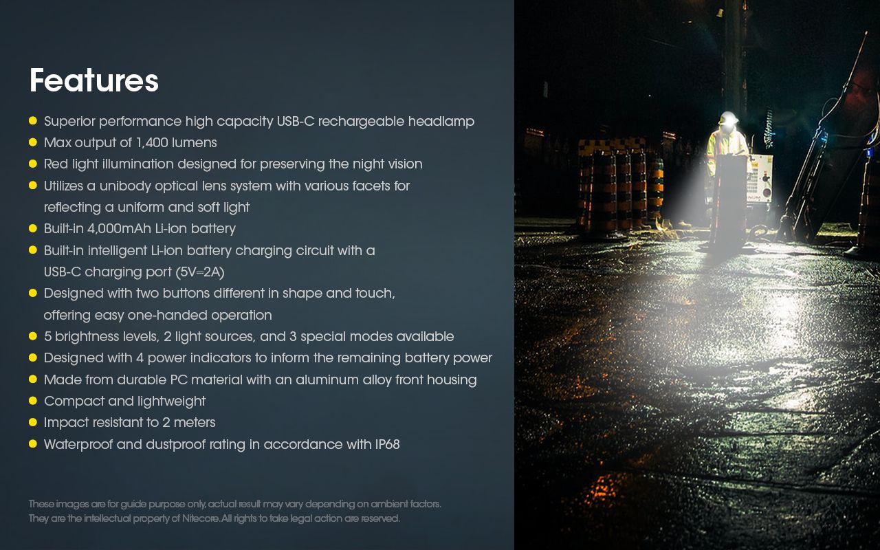 Nitecore NU50 1400 lumenů LED Čelovka – Lehká, Dobíjecí, Spolehlivá pro Outdoor i Cyklistiku