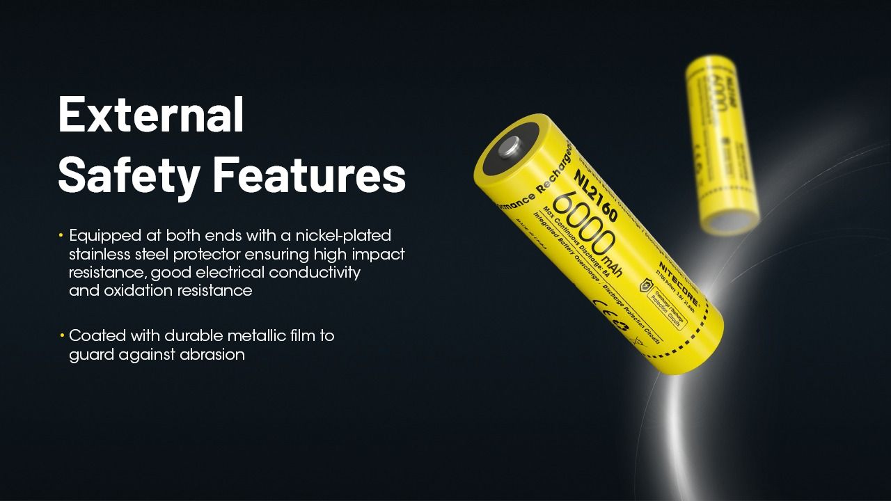 NITECORE NL2160 Dobíjecí Baterie 21700, 6000mAh Li-ion – Vysoká Kapacita, Bezpečnost pro Elektroniku!