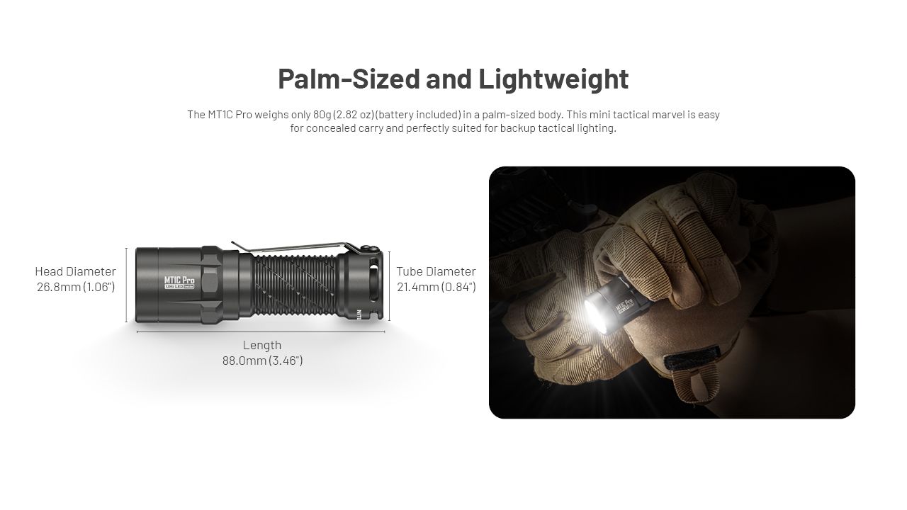 Nitecore MT1C Pro: Kompaktní EDC baterka 1000lm, 360m dosah – ideální pro outdoor i nouzové použití!