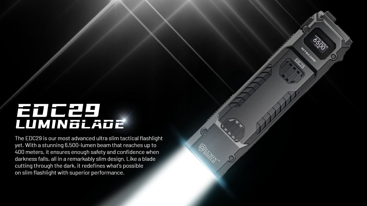 NITECORE EDC29: 6500 Lumenů USB-C Svítilna, Vysoká Svítivost, Multifunkční Lehká EDC Svítilna