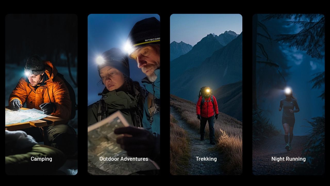 NITECORE NU25 MCT LED Čelovka – 400lm Dvoupaprsková s USB-C pro Outdoor, Turistiku & Kempování