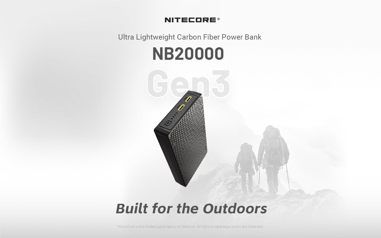 Nitecore NB20000 Gen3 QC Dvouportová USB-C Powerbanka 20000mAh Kompaktní lehký cestovní společník