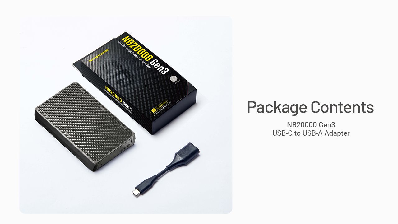 Nitecore NB20000 Gen3 QC Dvouportová USB-C Powerbanka 20000mAh Kompaktní lehký cestovní společník