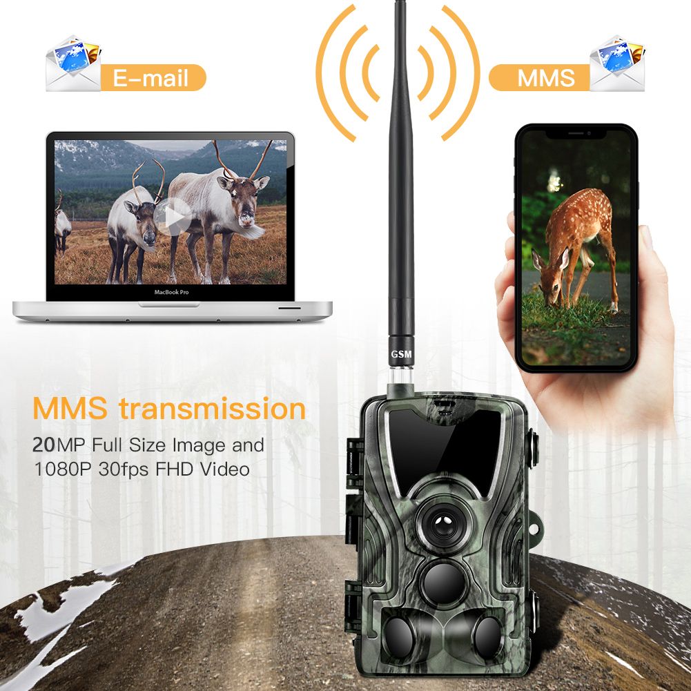 **HC801M 2G MMS SMS SMTP Trail Kamera 20MP 1080p Noční Vidění | Mobilní Lovecká Kamera pro Divokou Přírodu**