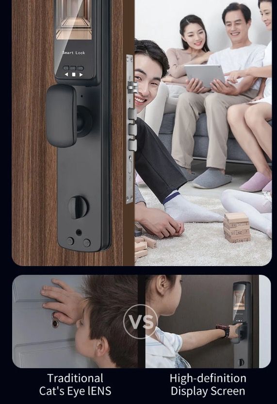 3D Inteligentní Zámek Dveří s Kamerou | Biometrické Odemykání & Smart Home Security pro Klidnou Mysl