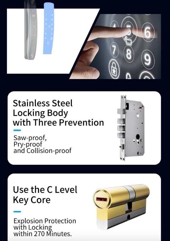 3D Inteligentní Zámek Dveří s Kamerou | Biometrické Odemykání & Smart Home Security pro Klidnou Mysl