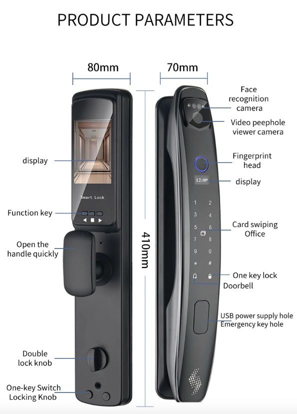 3D Inteligentní Zámek Dveří s Kamerou | Biometrické Odemykání & Smart Home Security pro Klidnou Mysl