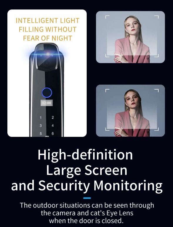3D Inteligentní Zámek Dveří s Kamerou | Biometrické Odemykání & Smart Home Security pro Klidnou Mysl