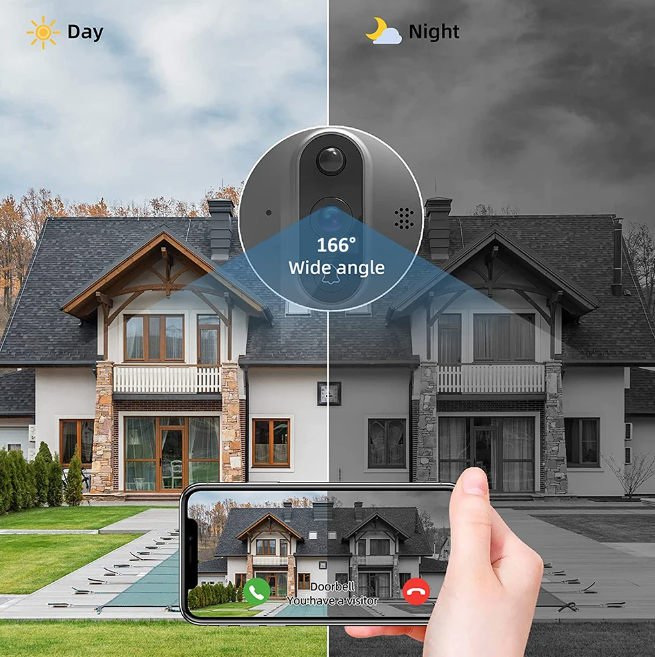 Tuya Smart 1080P WiFi kukátková kamera s PIR, HD noční vidění, 120° úhel pro domácí bezpečnost