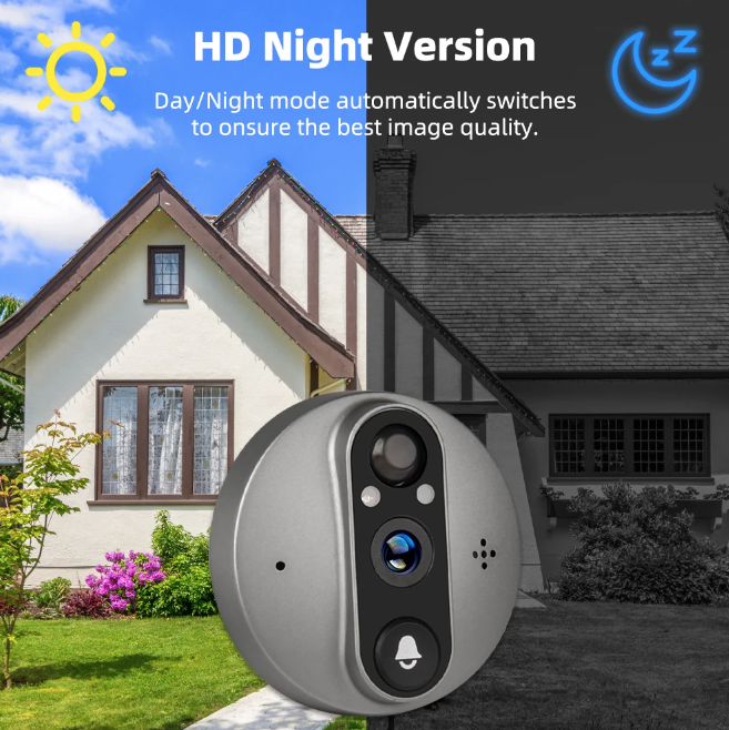Tuya Smart 1080P WiFi kukátková kamera s PIR, HD noční vidění, 120° úhel pro domácí bezpečnost