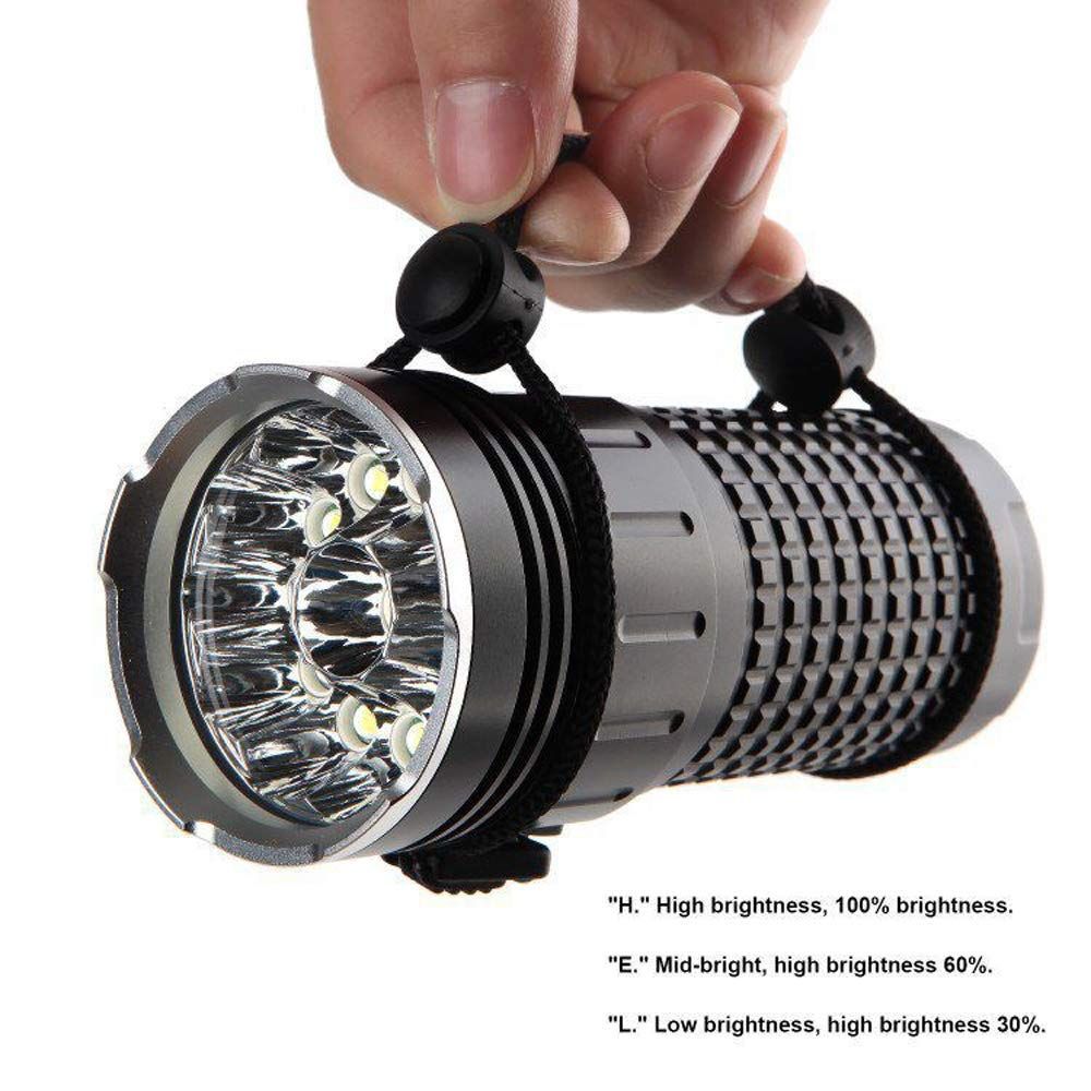 SKYRAY LED baterka 15000 Lumenů, Nabíjecí USB-C, 4 režimy, Hliníková, Přenosná pro Kemping a Domácnost