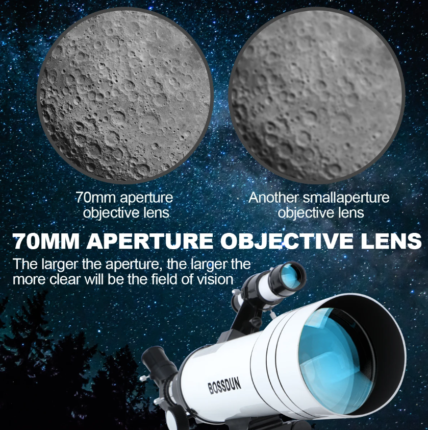Bossdun 333X Dětský Profesionální Astronomický Dalekohled pro Průzkum Vesmíru & Pozorování Měsíce