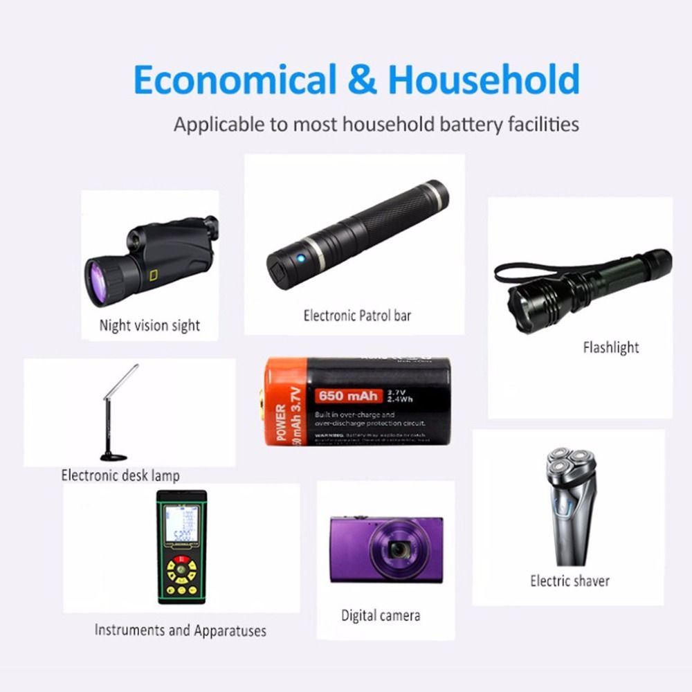 Nabíjecí 16340 Li-ion baterie 650mAh 3.7V s Micro USB – Dlouhá životnost a efektivní nabíjení