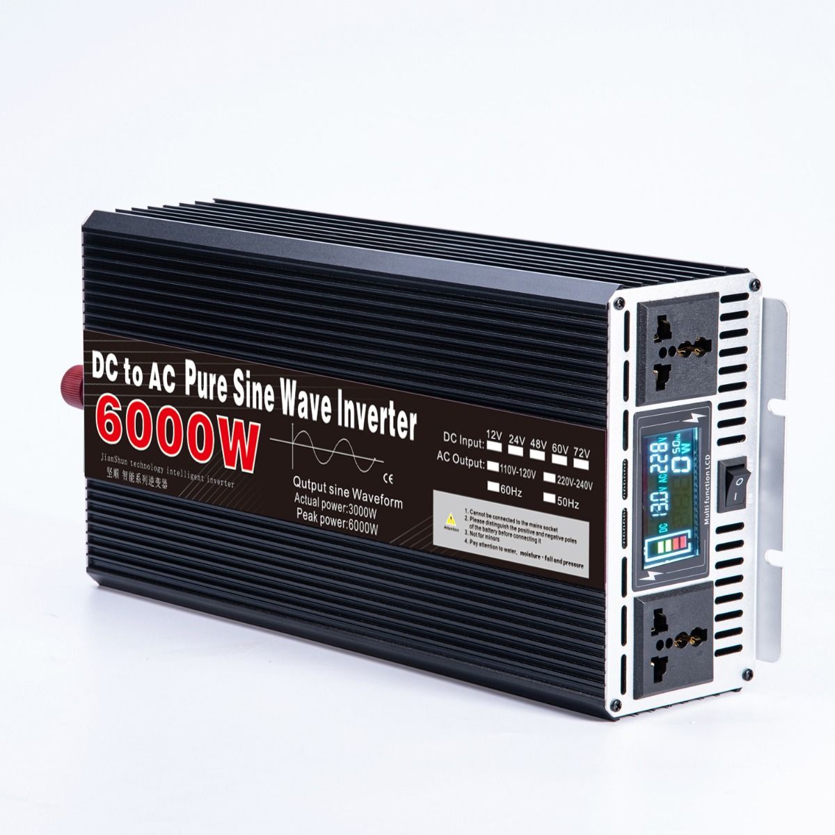 Čistý sinusový měnič 3000W až 8000W pro obytné vozy DC 12V 24V na AC 110V 220V Vysoce kvalitní kompaktní energetický systém