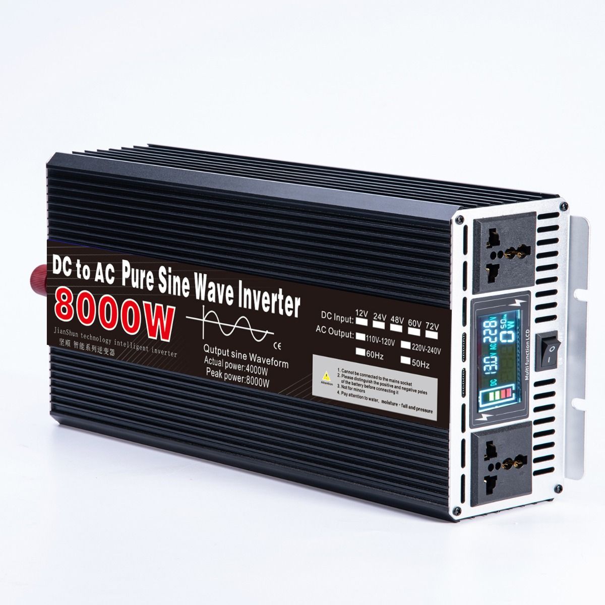 Čistý sinusový měnič 3000W až 8000W pro obytné vozy DC 12V 24V na AC 110V 220V Vysoce kvalitní kompaktní energetický systém