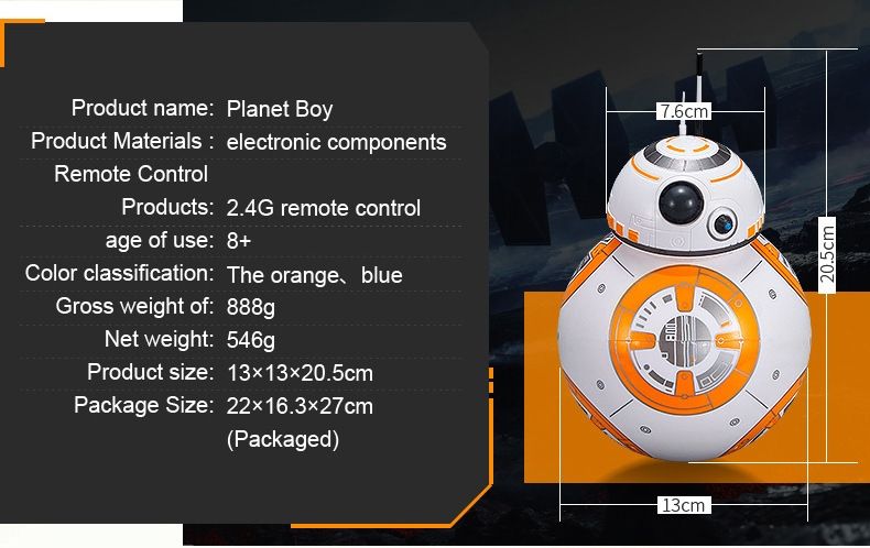 Star Wars BB-8 dálkově ovládaný robot 20,5 cm inteligentní RC hračka s 360° rotací zábava pro děti i sběratele