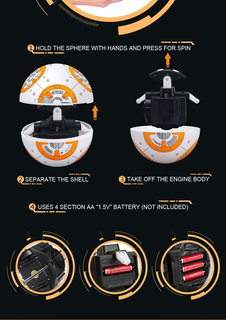 Star Wars BB-8 dálkově ovládaný robot 20,5 cm inteligentní RC hračka s 360° rotací zábava pro děti i sběratele