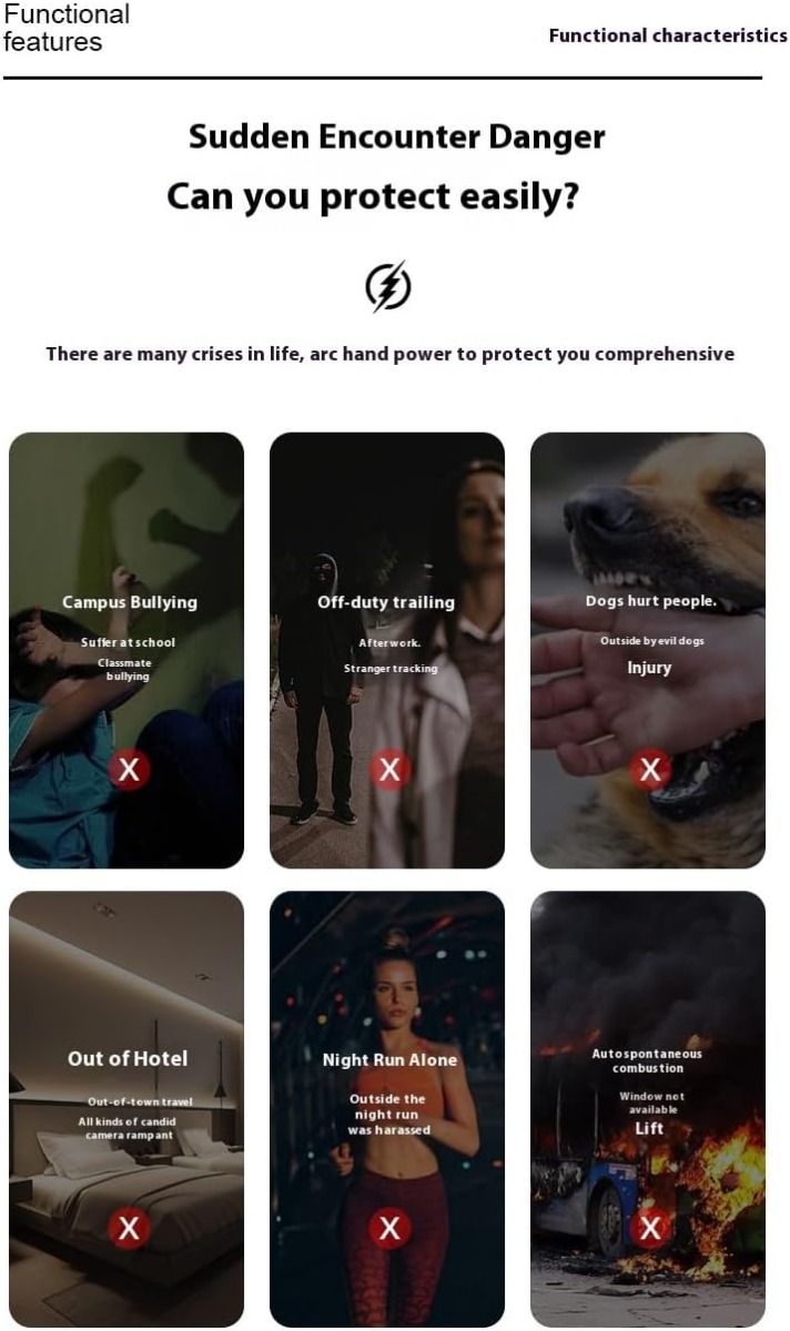 Multi Function Rechargeable Self-Defense LED Flashlight with Arc Lighter Hidden Camera Detectors, Portable Self Protective Tactical Flashlight