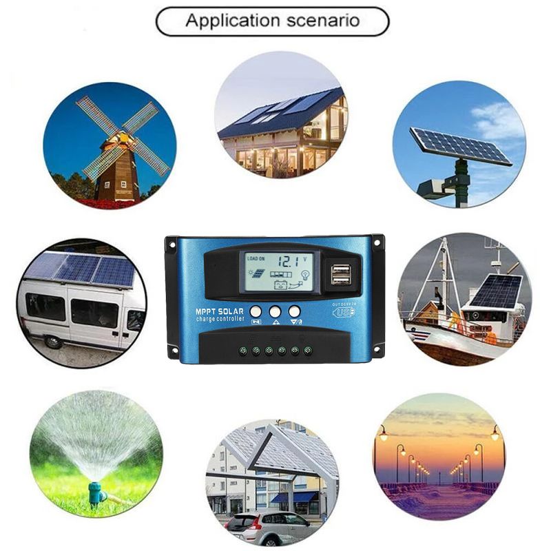 MPPT Solární Regulátor Nabíjení 30-100A s Duálním USB 5V & LCD Displejem - Efektivní Řízení Energie & Nabíjení Baterií