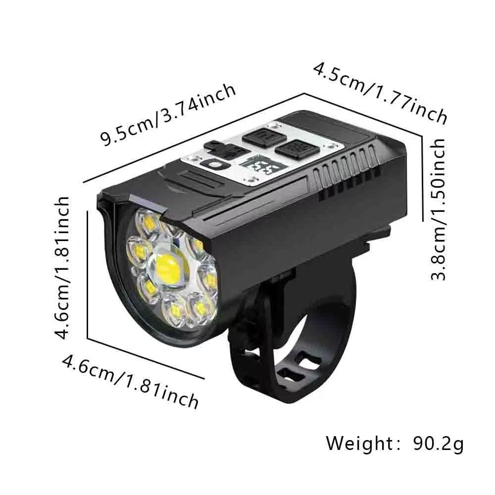 Výkonné 9 LED Přední Světlo na Kolo | USB-C Dobíjecí, Vodotěsné pro Bezpečnost