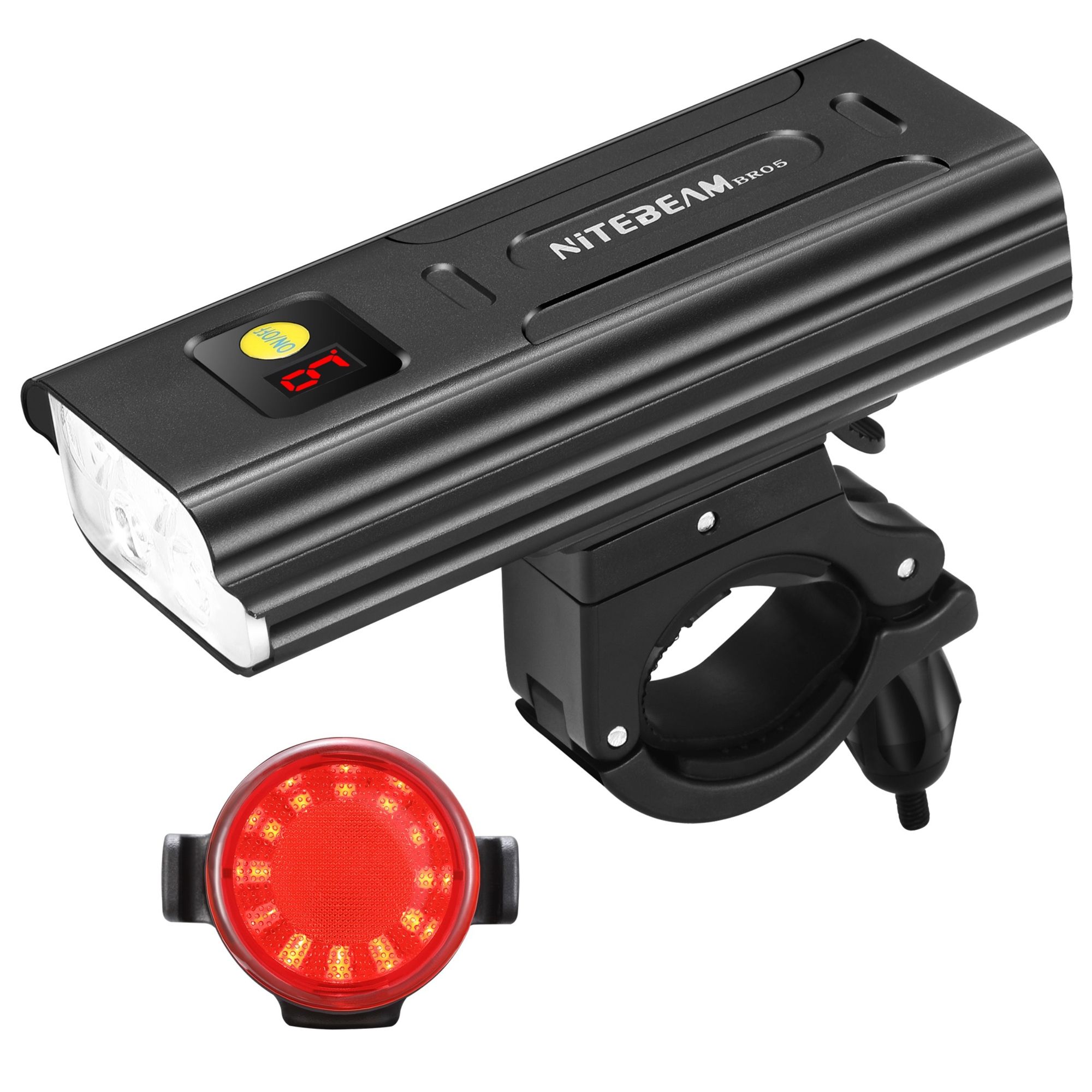 NiteBeam BR05 Svítilny na kolo 5000 lumenů, USB nabíjecí, nezbytná výbava pro bezpečnost při cyklistice s funkcí powerbanky