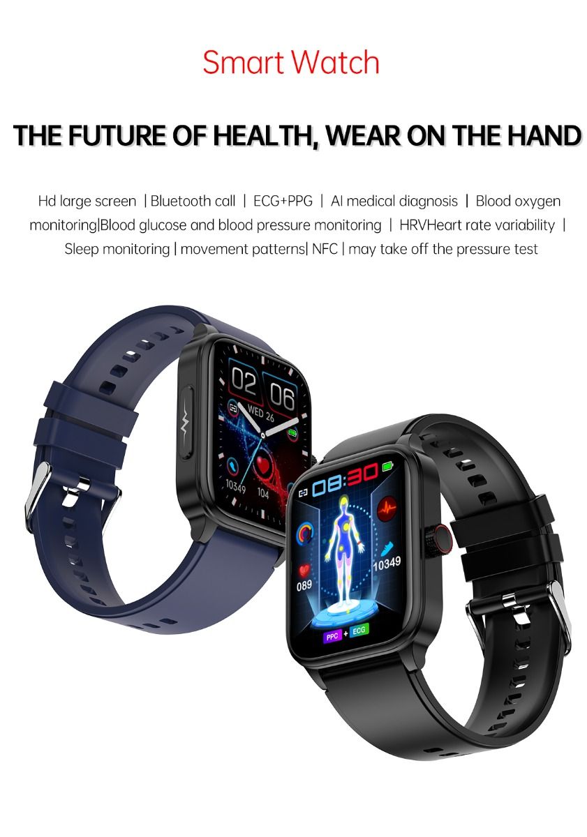 ET540 Krevní glukóza EKG Tělesná teplota Krevní tlak Kyslík v krvi Srdeční tep Bluetooth hovory Chytré hodinky Fitness tracker