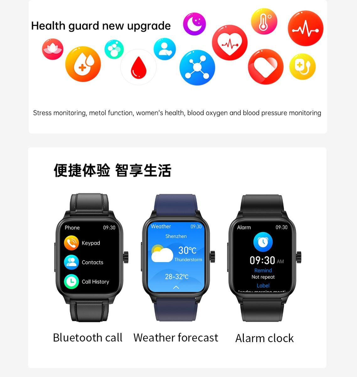ET540 Krevní glukóza EKG Tělesná teplota Krevní tlak Kyslík v krvi Srdeční tep Bluetooth hovory Chytré hodinky Fitness tracker