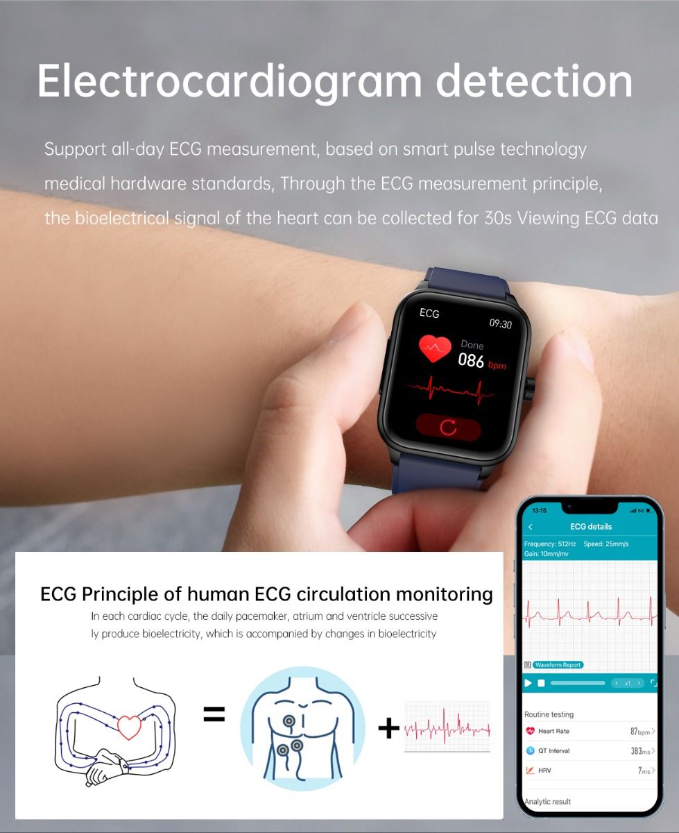 ET540 Krevní glukóza EKG Tělesná teplota Krevní tlak Kyslík v krvi Srdeční tep Bluetooth hovory Chytré hodinky Fitness tracker
